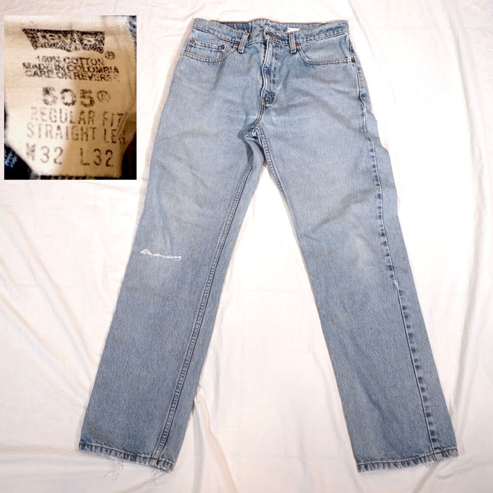 Levi's 505 Regular Fit Straight Leg 1998 Vintage Black Batwing 32x32